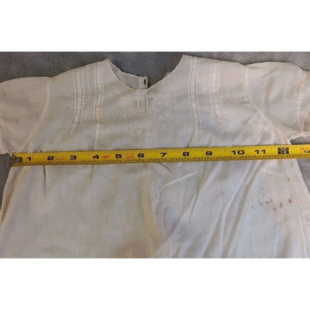 3 Vtg Handmade Infant Toddler Slip Embroidered Off‎ White Light Cotton READ SEE